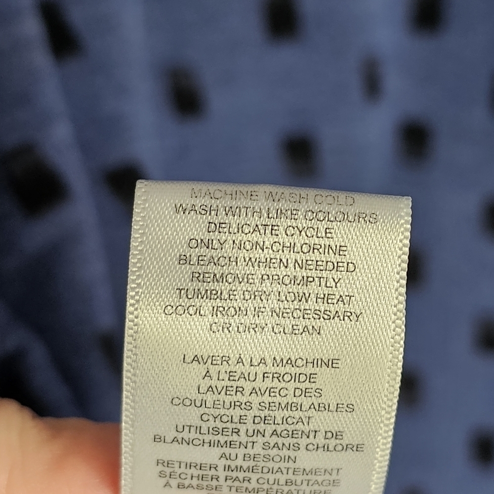 Kensie Women's Blue & Black Dot Print Long-Sleeved Top Size XL - Picture 9 of 11